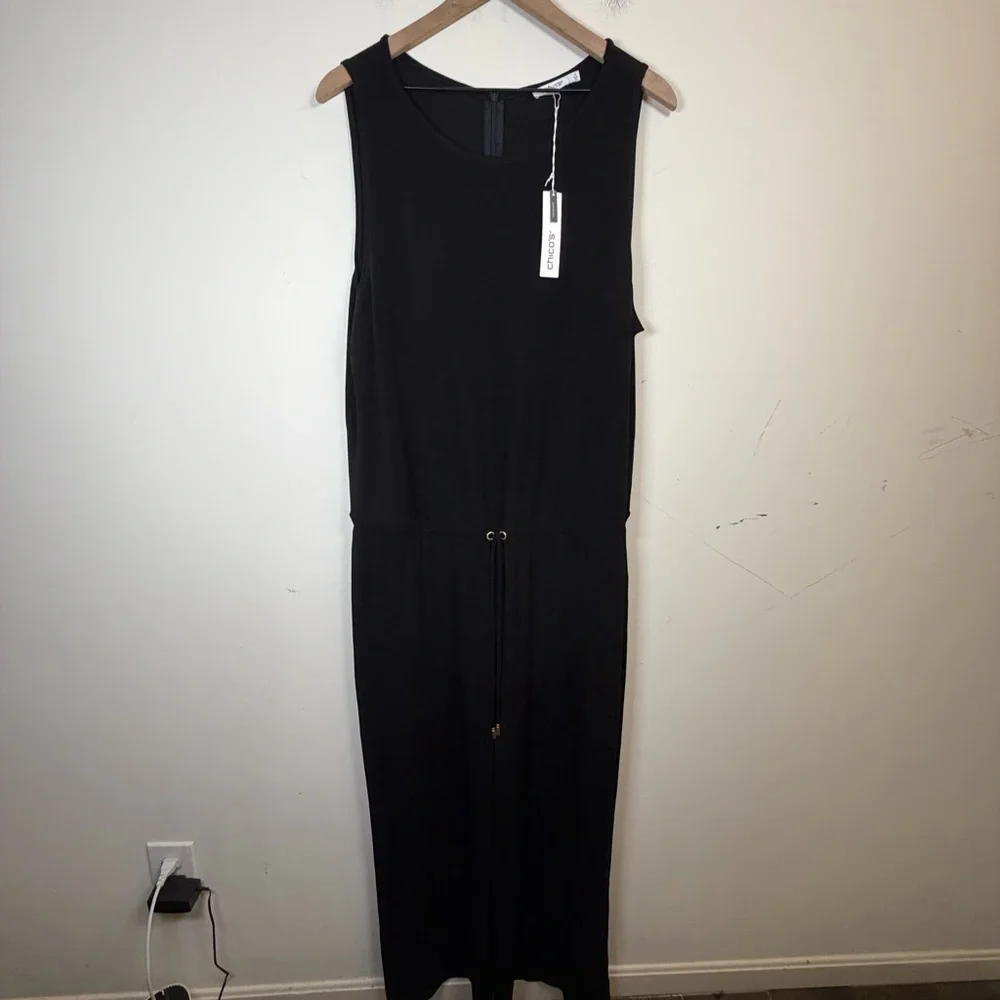 NWT Chicos Travelers Sleeveless Tie Waist Wide Leg Jumpsuit Size 3/XL Stretch - Picture 4 of 11
